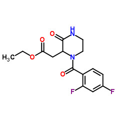 Ethyl [1-(2,4-difluorobenzoyl)-3-oxo-2-piperazinyl]acetate结构式