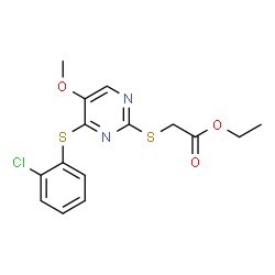 ETHYL 2-((4-[(2-CHLOROPHENYL)SULFANYL]-5-METHOXY-2-PYRIMIDINYL)SULFANYL)ACETATE structure