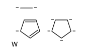 cyclopenta-1,3-diene, cyclopentane, ethane, tungste Structure