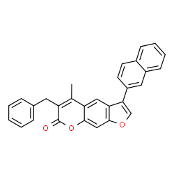 6-benzyl-5-methyl-3-naphthalen-2-ylfuro[3,2-g]chromen-7-one Structure