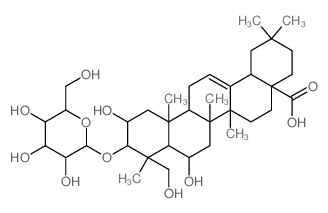 Olean-12-en-28-oicacid, 3-(b-D-glucopyranosyloxy)-2,6,23-trihydroxy-,(2b,3b,4a,6b)- (9CI)结构式
