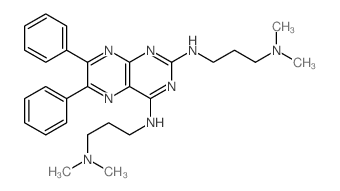 N,N-bis(3-dimethylaminopropyl)-6,7-diphenyl-pteridine-2,4-diamine structure