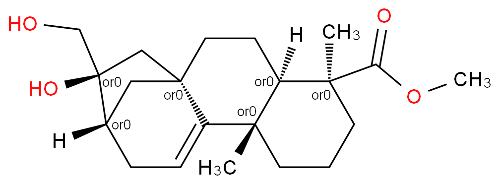 16,17-Dihydroxy-9(11)-kauren-18-saeure-methylester Structure