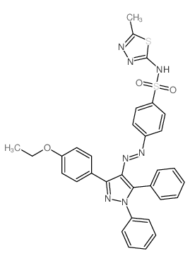 Benzenesulfonamide,4-[2-[3-(4-ethoxyphenyl)-1,5-diphenyl-1H-pyrazol-4-yl]diazenyl]-N-(5-methyl-1,3,4-thiadiazol-2-yl)-结构式