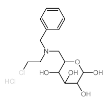 6-[(benzyl-(2-chloroethyl)amino)methyl]oxane-2,3,4,5-tetrol structure