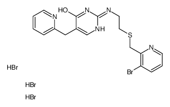 2-[2-[(3-bromopyridin-2-yl)methylsulfanyl]ethylamino]-5-(pyridin-2-ylmethyl)-1H-pyrimidin-6-one,trihydrobromide Structure