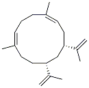 (1E,5E,8S,10R)-1,5-Dimethyl-8,10-bis(isopropenyl)-1,5-cyclododecadiene结构式
