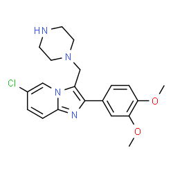 6-CHLORO-2-(3,4-DIMETHOXYPHENYL)-3-(PIPERAZIN-1-YLMETHYL)IMIDAZO[1,2-A]PYRIDINE结构式