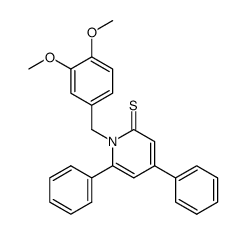 1-(3,4-dimethoxybenzyl)-4,6-diphenylpyridine-2(1H)-thione结构式