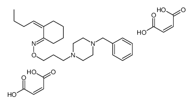 (E,2E)-N-[3-(4-benzylpiperazin-1-yl)propoxy]-2-butylidenecyclohexan-1-imine,(E)-but-2-enedioic acid结构式