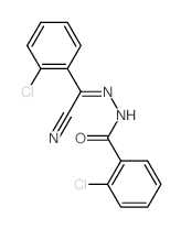 2-chloro-N-[[(2-chlorophenyl)-cyano-methylidene]amino]benzamide structure
