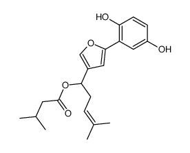 (+)-[1-[5-(2,5-Dihydroxyphenyl)-3-furanyl]-4-methyl-3-penten-1-yl]3-methylbutanoate Structure