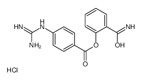 (2-carbamoylphenyl) 4-(diaminomethylideneamino)benzoate,hydrochloride Structure