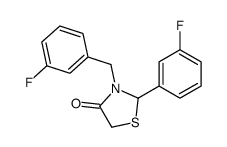 2-(3-fluorophenyl)-3-[(3-fluorophenyl)methyl]-1,3-thiazolidin-4-one结构式