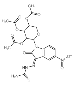 Hydrazinecarbothioamide, 2-[1,2-dihydro-5-nitro-2-oxo-1-(2,3, 4-tri-O-acetyl-.alpha.-L-arabinopyranosyl)-3H-indol-3-ylidene]-结构式