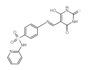 4-[(4,6-dioxo-2-sulfanylidene-1,3-diazinan-5-ylidene)methylamino]-N-pyridin-2-yl-benzenesulfonamide结构式