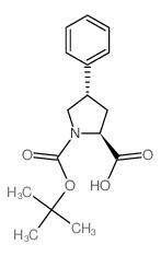 N-叔丁氧羰基-(2S,4S)-4-苯基吡咯烷-2-羧酸结构式