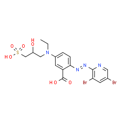 2-[(3,5-Dibromopyridin-2-yl)azo]-5-[ethyl(2-hydroxy-3-sulfopropyl)amino]benzoic acid结构式