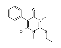 2-(Ethylthio)-3,6-dihydro-1,3-dimethyl-6-oxo-5-phenyl-1-pyrimidinium-4-olat结构式