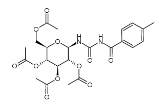 N-(4-methylbenzoyl)-N'-(2,3,4,6-tetra-O-acetyl-β-D-glucopyranosyl)urea Structure