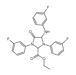 ethyl 1,3-bis(3-fluorophenyl)-4-((3-fluorophenyl)amino)-5-oxoimidazolidine-2-carboxylate结构式