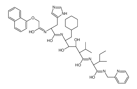 (2R,3R,4R,5S)-6-cyclohexyl-3,4-dihydroxy-5-[[(2S)-3-(1H-imidazol-5-yl)-2-[(2-naphthalen-1-yloxyacetyl)amino]propanoyl]amino]-N-[(2S,3S)-3-methyl-1-oxo-1-(pyridin-2-ylmethylamino)pentan-2-yl]-2-propan-2-ylhexanamide Structure