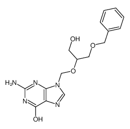 6H-Purin-6-one, 2-amino-1,9-dihydro-9-[[1-(hydroxyMethyl)-2-(phenylmethoxy)ethoxy]Methyl]- structure