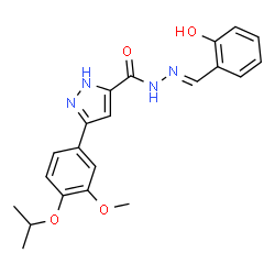 (E)-N-(2-hydroxybenzylidene)-3-(4-isopropoxy-3-methoxyphenyl)-1H-pyrazole-5-carbohydrazide结构式