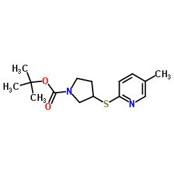 2-Methyl-2-propanyl 3-[(5-methyl-2-pyridinyl)sulfanyl]-1-pyrrolidinecarboxylate Structure