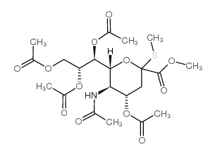 methyl (methyl 5-acetamido-4,7,8,9-tetra-o-acetyl-3,5-dideoxy-2-thio-d-glycero-d-galacto-2-nonulopyranosid)onate structure