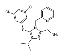 [5-(3,5-dichlorophenyl)sulfanyl-4-propan-2-yl-1-(pyridin-2-ylmethyl)imidazol-2-yl]methanamine结构式