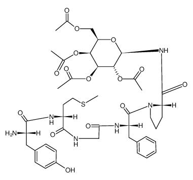 (2R,3R,4S,5S,6R)-2-((S)-1-(L-tyrosyl-D-methionylglycyl-L-phenylalanyl)pyrrolidine-2-carboxamido)-6-(acetoxymethyl)tetrahydro-2H-pyran-3,4,5-triyl triacetate Structure