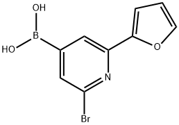 2-Bromo-6-(2-furyl)pyridine-4-boronic acid结构式