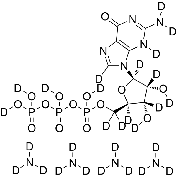 Guanosine 5'-triphosphate (GTP), ammonium salt-d27结构式