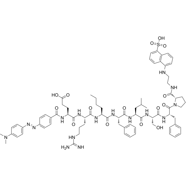 DABCYL-Glu-Arg-Nle-Phe-Leu-Ser-Phe-Pro-EDANS trifluoroacetate salt Structure