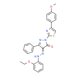 4-[(2-ethoxyphenyl)hydrazono]-2-[4-(4-methoxyphenyl)-1,3-thiazol-2-yl]-5-phenyl-2,4-dihydro-3H-pyrazol-3-one Structure