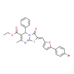 ethyl 2-{[5-(4-bromophenyl)-2-furyl]methylene}-7-methyl-3-oxo-5-phenyl-2,3-dihydro-5H-[1,3]thiazolo[3,2-a]pyrimidine-6-carboxylate Structure
