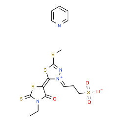 3-[2-(3-ethyl-4-oxo-2-thioxothiazolidin-5-ylidene)-5-(methylthio)-1,3,4-thiadiazol-3(2H)-propanesulphonic acid, compound with pyridine (1:1) Structure