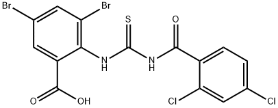 3,5-dibromo-2-[[[(2,4-dichlorobenzoyl)amino]thioxomethyl]amino]-benzoic acid结构式
