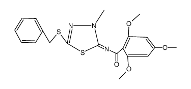 N-(5-benzylsulfanyl-3-methyl-3H-[1,3,4]thiadiazol-2-ylidene)-2,4,6-trimethoxy-benzamide Structure