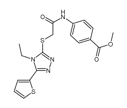 methyl 4-(2-((4-ethyl-5-(thiophen-2-yl)-4H-1,2,4-triazol-3-yl)thio)acetamido)benzoate Structure