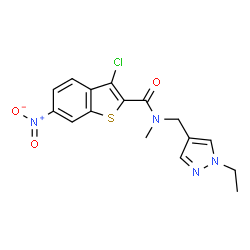 Benzo[b]thiophene-2-carboxamide, 3-chloro-N-[(1-ethyl-1H-pyrazol-4-yl)methyl]-N-methyl-6-nitro- (9CI)结构式