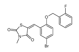 (5Z)-5-[[5-bromo-2-[(2-fluorophenyl)methoxy]phenyl]methylidene]-3-methyl-1,3-thiazolidine-2,4-dione结构式