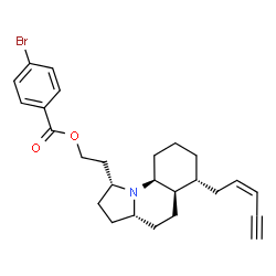 4-Bromobenzoic acid 2-[(1R,3aα,5aβ,6β,9aβ)-dodecahydro-6-[(Z)-2-penten-4-ynyl]pyrrolo[1,2-a]quinolin-1β-yl]ethyl ester structure