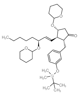 (2R,3R,4R)-2-(3-((TERT-BUTYLDIMETHYLSILYL)OXY)BENZYL)-4-((TETRAHYDRO-2H-PYRAN-2-YL)OXY)-3-((3S,E)-3-((TETRAHYDRO-2H-PYRAN-2-YL)OXY)OCT-1-EN-1-YL)CYCLOPENTANONE结构式