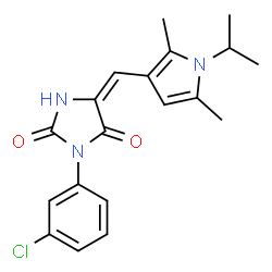 (5E)-3-(3-chlorophenyl)-5-{[2,5-dimethyl-1-(propan-2-yl)-1H-pyrrol-3-yl]methylidene}imidazolidine-2,4-dione structure