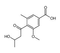3-Methoxy-4-(3-hydroxybutyryl)-5-methylbenzoic acid结构式