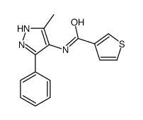 N-(5-methyl-3-phenyl-1H-pyrazol-4-yl)thiophene-3-carboxamide结构式