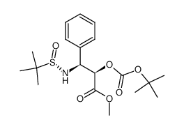 (SS,2R,3S)-N-tert-butanesulfinyl-O-[(tert-butyloxy)carbonyl]-3-phenylisoserine methyl ester结构式