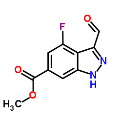 4-FLUORO-6-METHOXYCARBONYL-3-(1H)INDAZOLE CARBOXALDEHYDE结构式